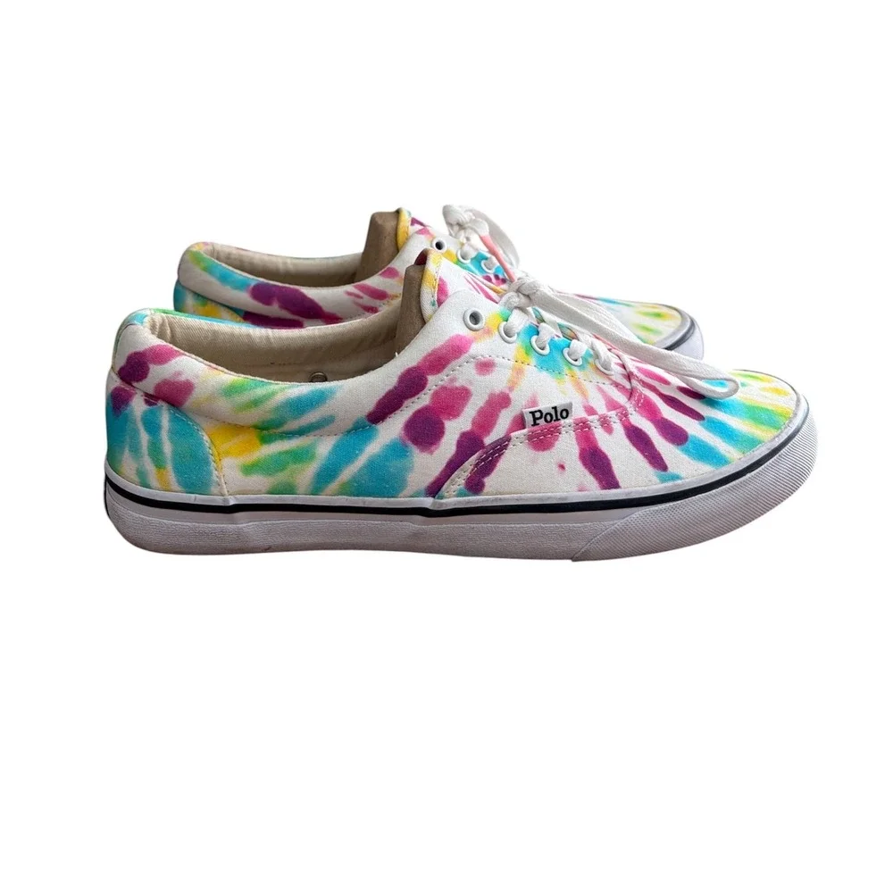 Polo Ralph Lauren Sneakers‎ Mens 11 D Multicolor Tie Dye Canvas Low Top Shoes